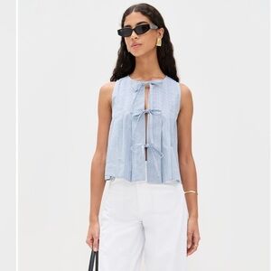 Aligne Tally Gingham Tie Top - Light Blue